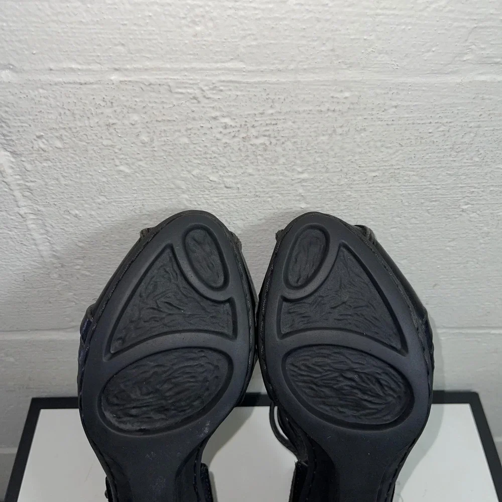 Trippen Black Leather Strappy Wedge Sandals Womens 37 EU/6.5 US Made In‎ Germany